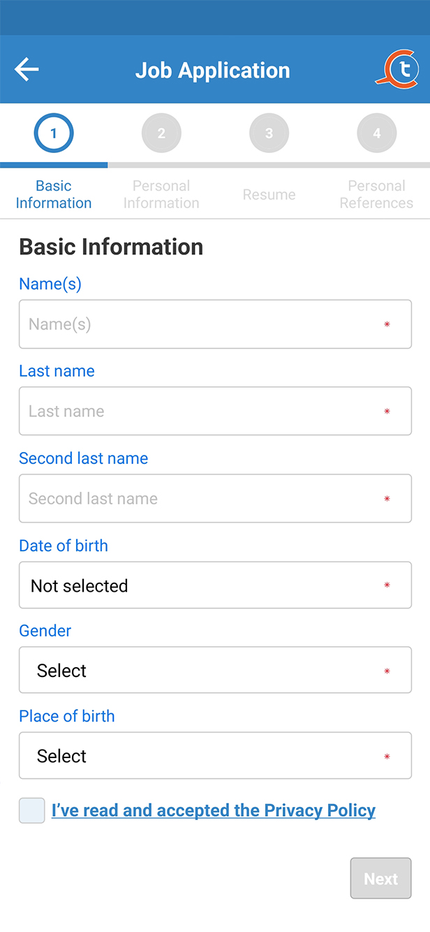 App screen